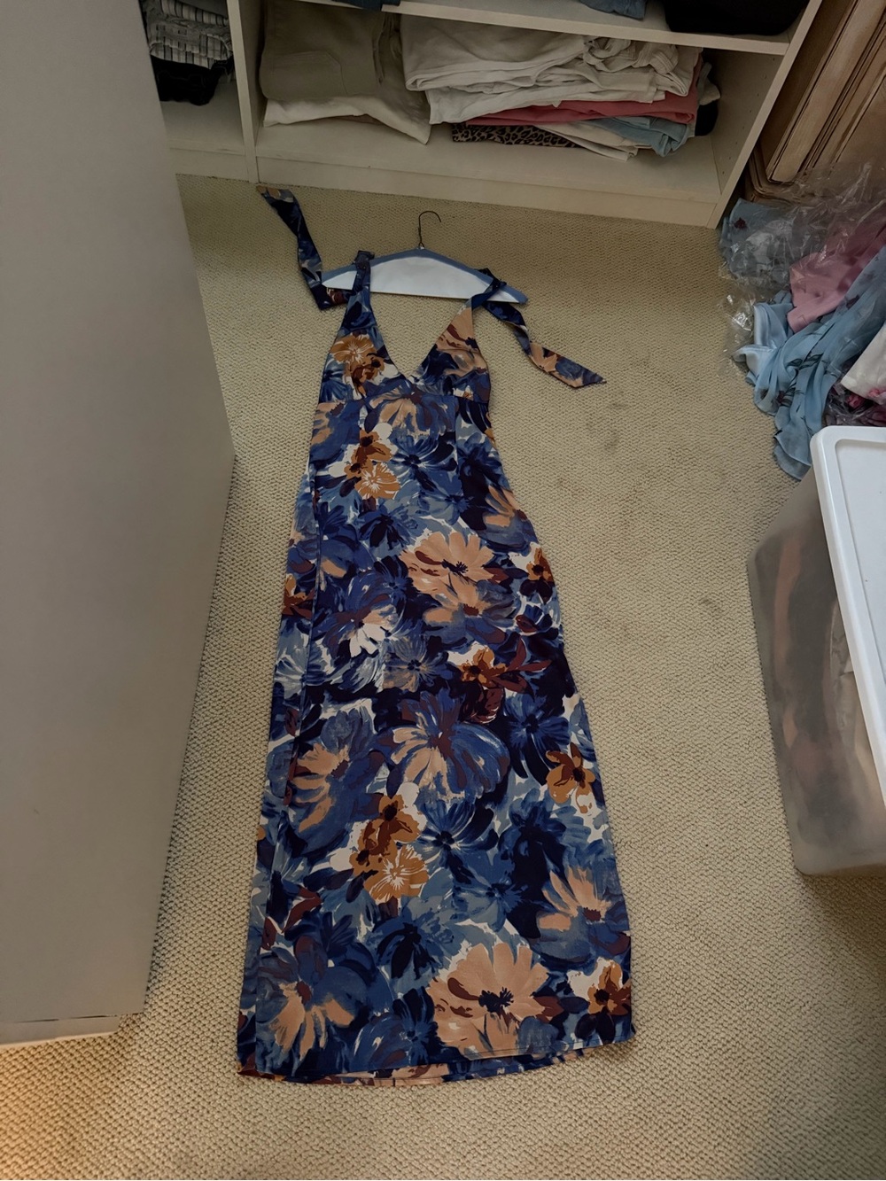 Blue Floral Halter Maxi Dress - Brand